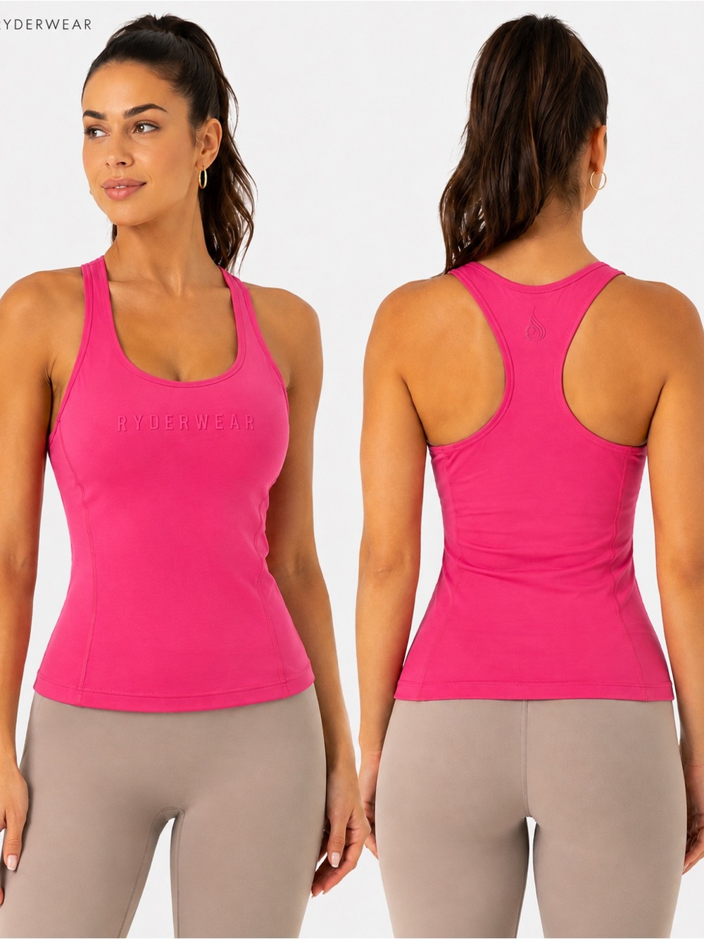 Ryderwear Pink Racerback Athletic Tank Top Small Stretch Workout Gym Activewear